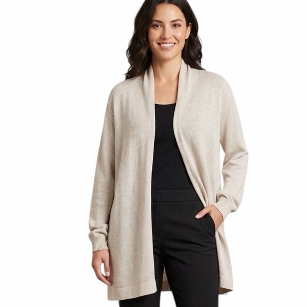T Tahari Beige Lightweight Open Front Cardigan Size XL-TG